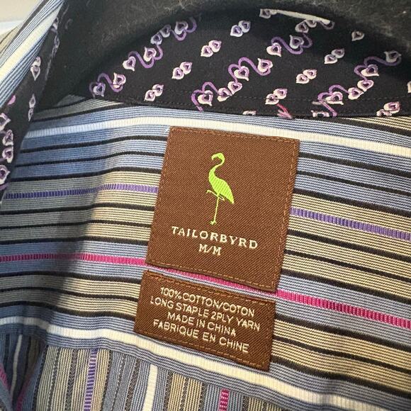 Tailorbryd Blue And Purple Textured Stripe Button Down Size Medium - Picture 6 of 6